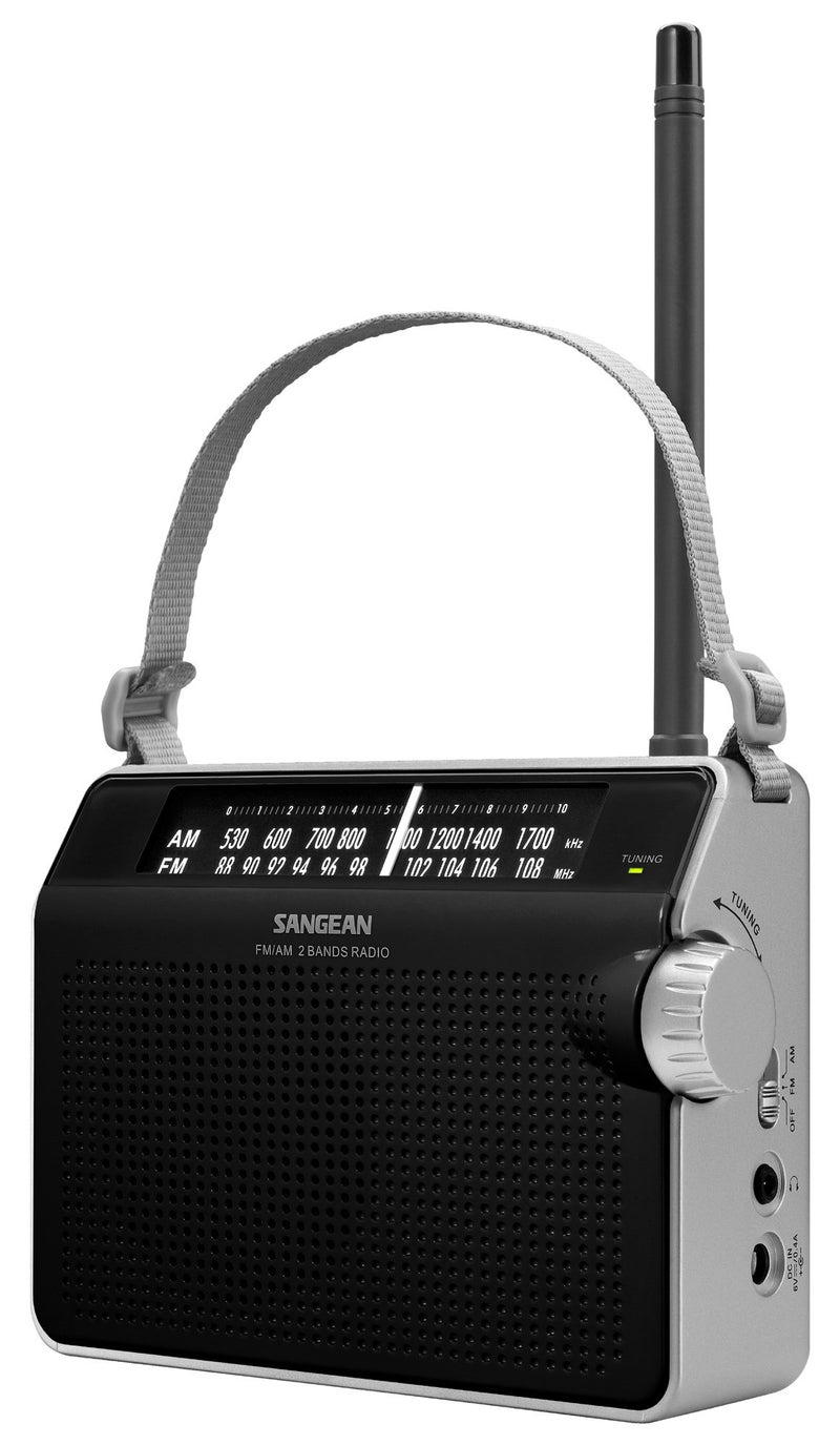 راديو محمول تناظري مدمج AM/FM (أسود)